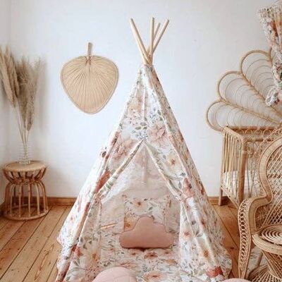 Ensemble tipi et tapis « Flower power »