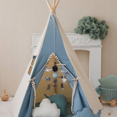 “Jeans” Teepee Tent with Pompoms