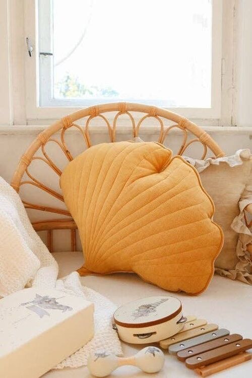 “Mango” Linen Ginkgo Leaf Pillow