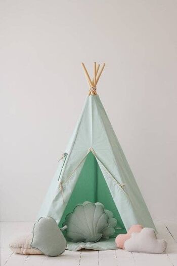 Tente Tipi "Mint Fog" avec Pompons 5