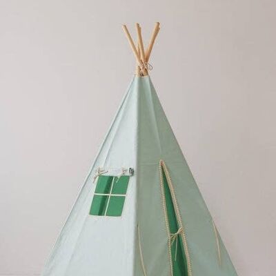 Ensemble tipi « Mint Fog » avec pompons et tapis