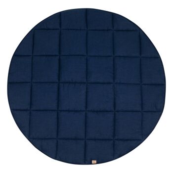 Tapis Rond Lin et Coton "Bleu Marine" 3