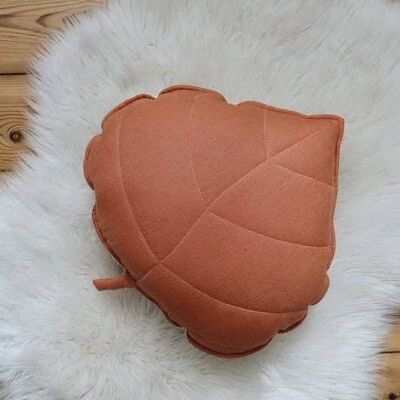 “Papaya” Linen Leaf Pillow