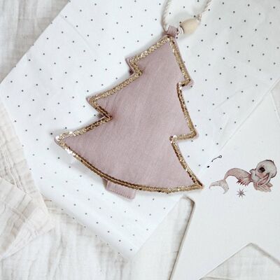 “Pink Christmas Tree” Linen Pendant