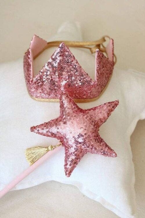 “Pink Sequins” Crown and Wand Magic Set