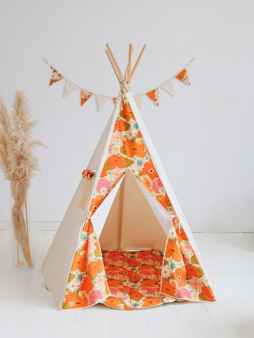 "Picnic with flowers" Teepee tent and mat set