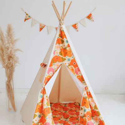 "Picnic with flowers" Teepee tent and mat set