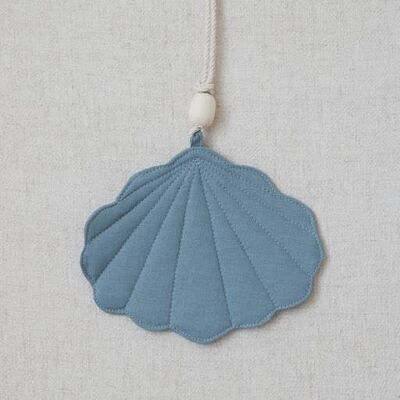 Pendentif coquillage coton "Dirty blue"