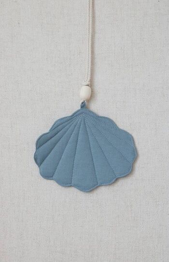 Pendentif coquillage coton "Dirty blue" 1