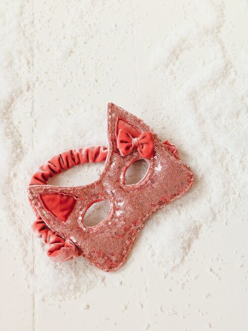 Pink sequins cat mask