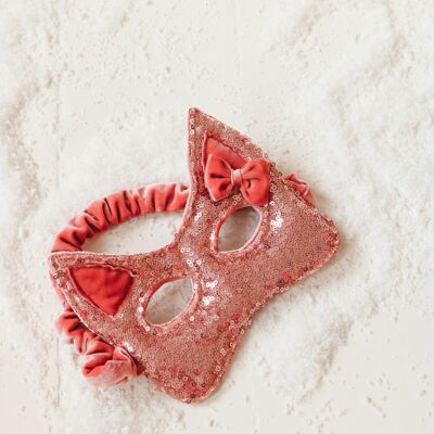 Masque de chat à paillettes roses