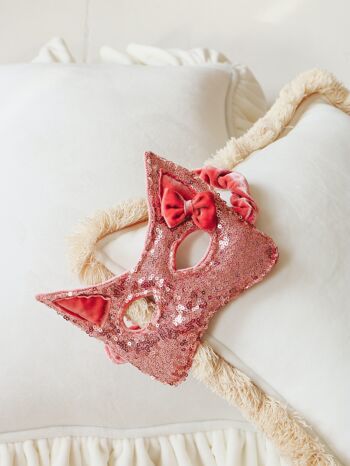 Masque de chat à paillettes roses 7