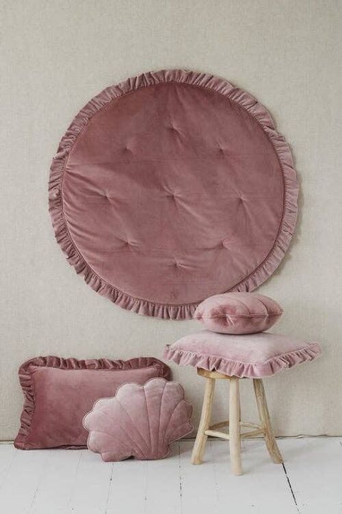 Soft Velvet Mat with Frill “Dirty pink”