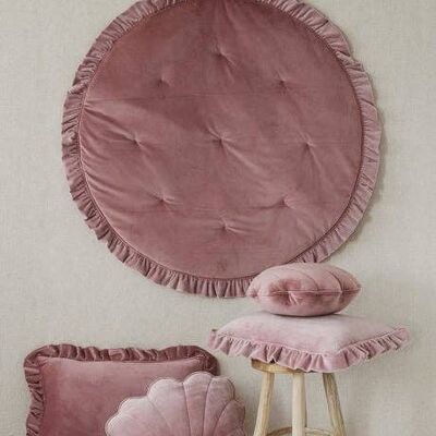 Tappetino in velluto morbido con balza “Dirty pink”