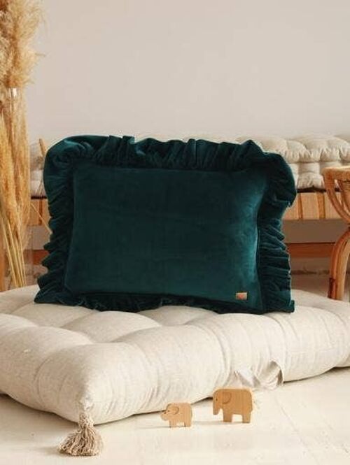 Soft Velvet Pillow with Frill “Emerald”