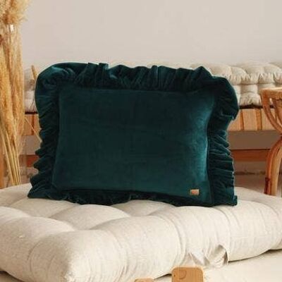 Soft Velvet Pillow with Frill “Emerald”