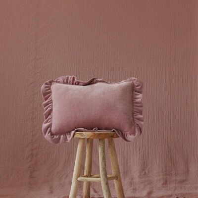 Soft Velvet Pillow with Frill “Light Pink”