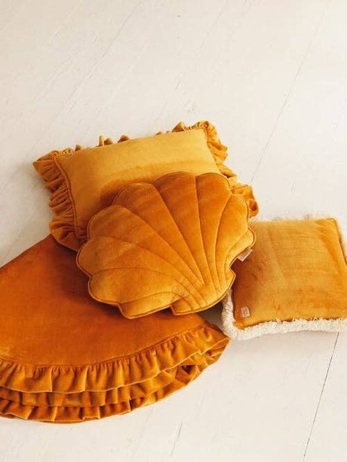 Soft Velvet Pillow with Frill “Mustard”