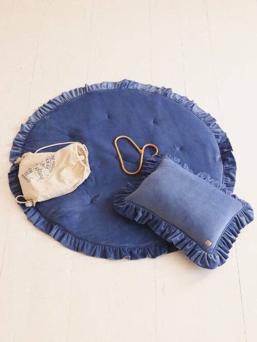 Soft Velvet Pillow with Frill “Sapphire”