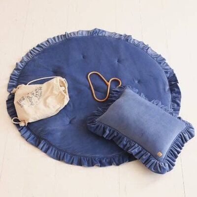 Soft Velvet Pillow with Frill “Sapphire”