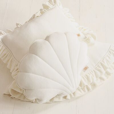Morbido cuscino a conchiglia in velluto “Bianco”