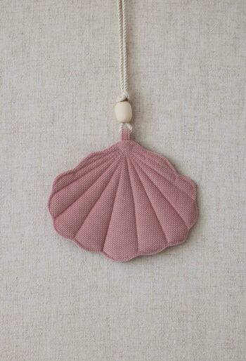 Pendentif coquillage velours "Rose tendre" 1