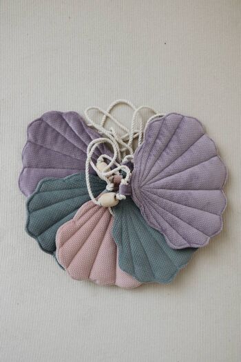 Pendentif coquillage velours "Rose tendre" 3