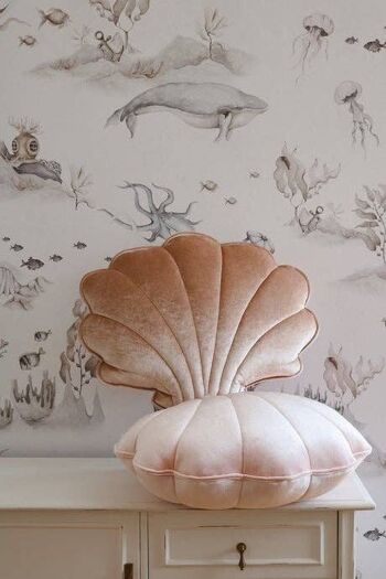 Coussin Coquillage Velours « Beige Perle » 3