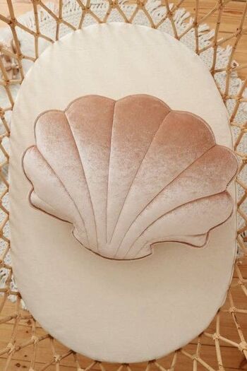 Coussin Coquillage Velours « Beige Perle » 4