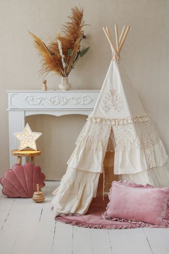 Ensemble Tipi « Boho » avec volants et tapis ronds en caramel 15