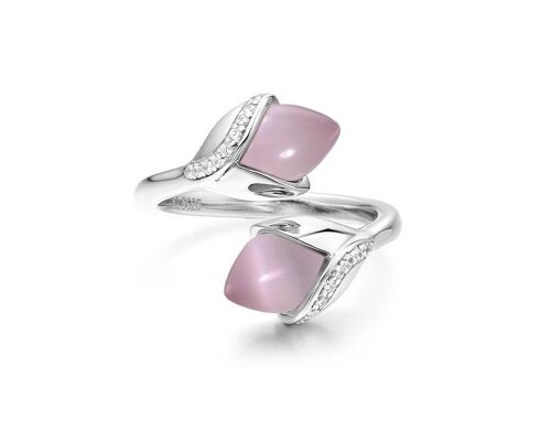 Magnolia Double Cat's Eye Stone Ring - Pink