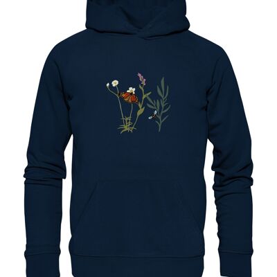 Blumenwiese - Organic Basic Hoodie - French Navy