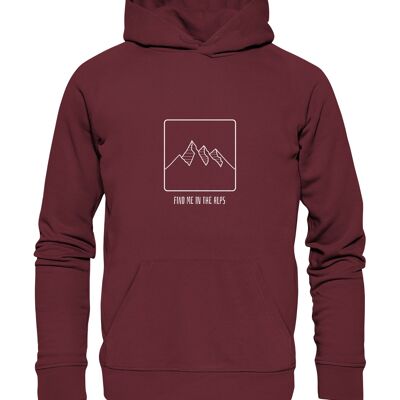 Find Me In The Alps - Organic Basic Hoodie - Burgundy