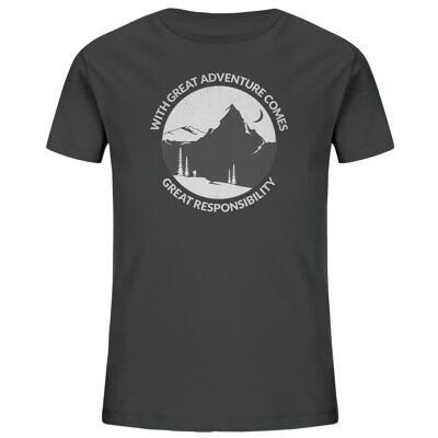 Great Adventure, Great Responsibility - Kids Organic Shirt - Anthracite