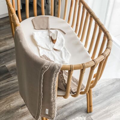 Super Soft Cotton Knit Blanket - Oat