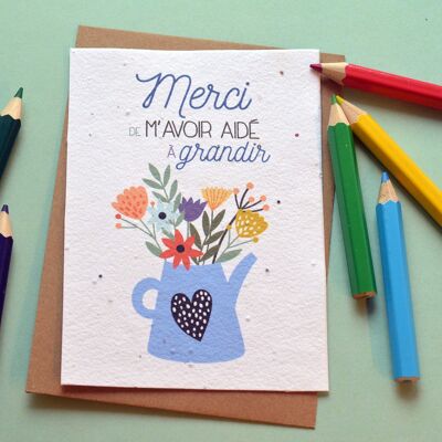 Plantable card Thank you for helping me grow - Blue