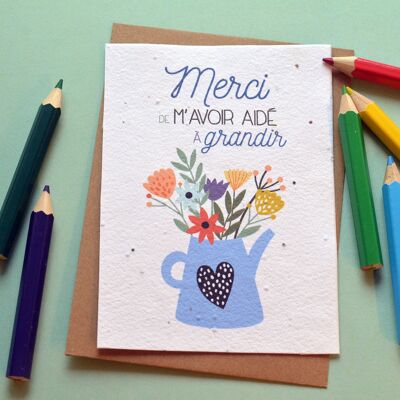 Plantable card Thank you for helping me grow - Blue