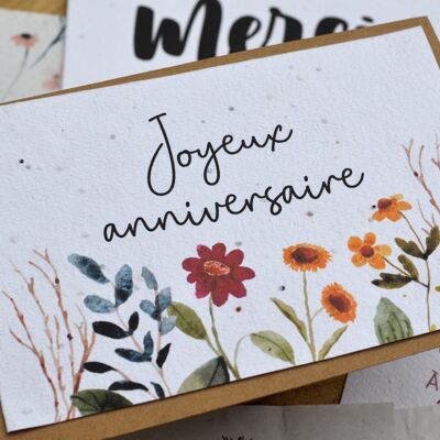 Carte à planter Joyeux anniversaire - Fleurs Sauvages