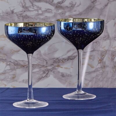 Set of 2 Galaxy Champagne Saucers