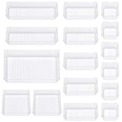 Clear Acrylic Desk Drawer Organiser 16pcs set