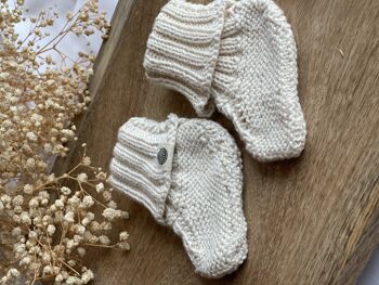 Chaussons bébé nouveau-né Chaussettes Tricot de coton biologique fait à la main 1