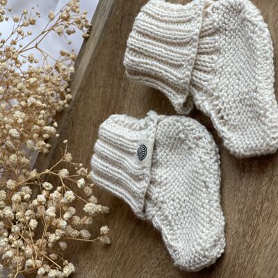 Chaussons bébé nouveau-né Chaussettes Tricot de coton biologique fait à la main