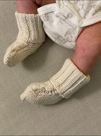 Chaussons bébé nouveau-né Chaussettes Tricot de coton biologique fait à la main 5