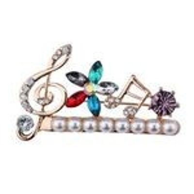 Multicoloured Crystal Flower with Diamante Music Notes