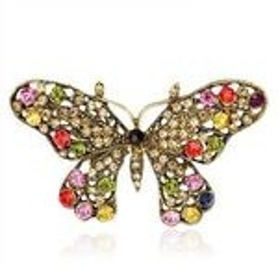 Mehrfarbiger Schmetterling im Vintage-Stil mit Kristalldiamanten