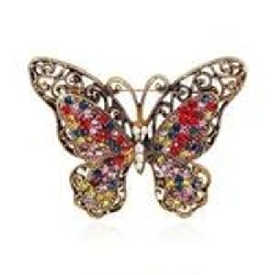 Style vintage de papillon de diamant de cristal coloré