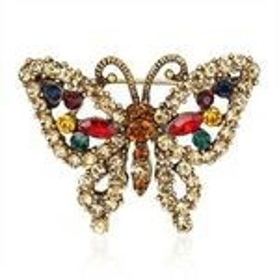Mariposa de diamantes de cristal multicolor, estilo vintage