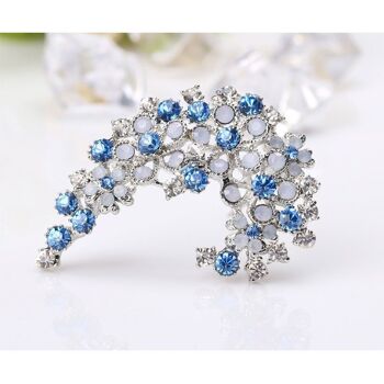 Fleurs Diamante En Cristal Bleu Et Blanc Argenté 1