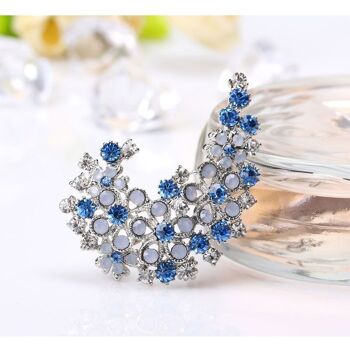Fleurs Diamante En Cristal Bleu Et Blanc Argenté 3