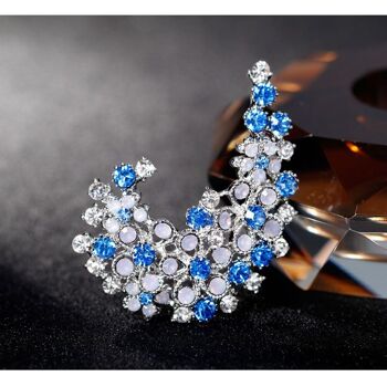 Fleurs Diamante En Cristal Bleu Et Blanc Argenté 5